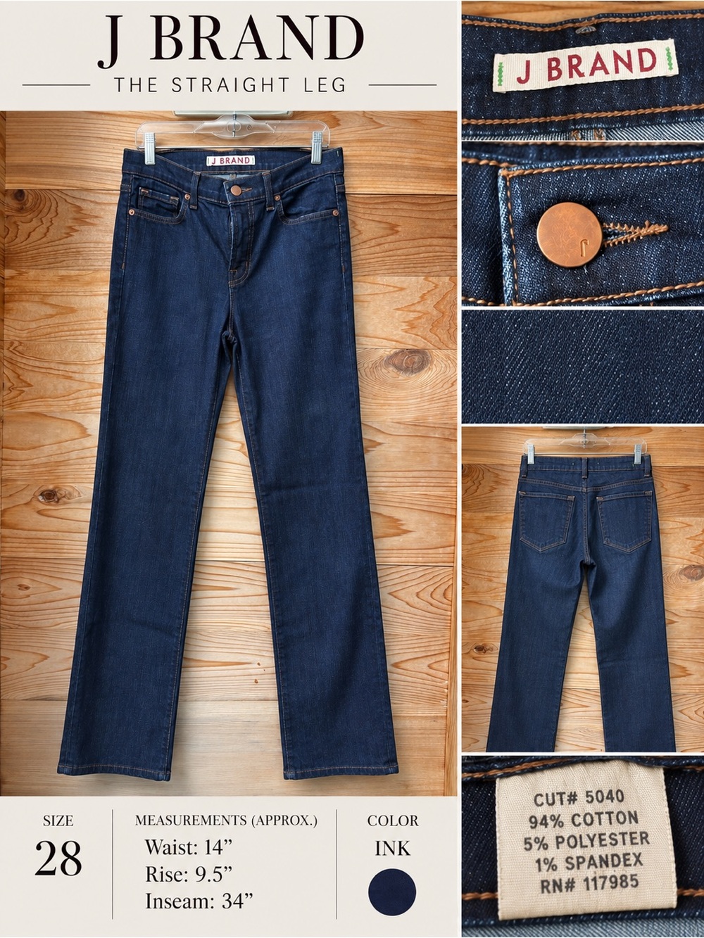 J Brand The Straight Leg Jeans Size 28 Ink Dark Wash